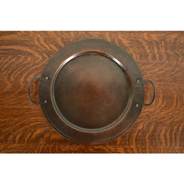 Roycroft Arts & Crafts Hammered Copper Large Handled Tray For Sale - Image 13 of 13