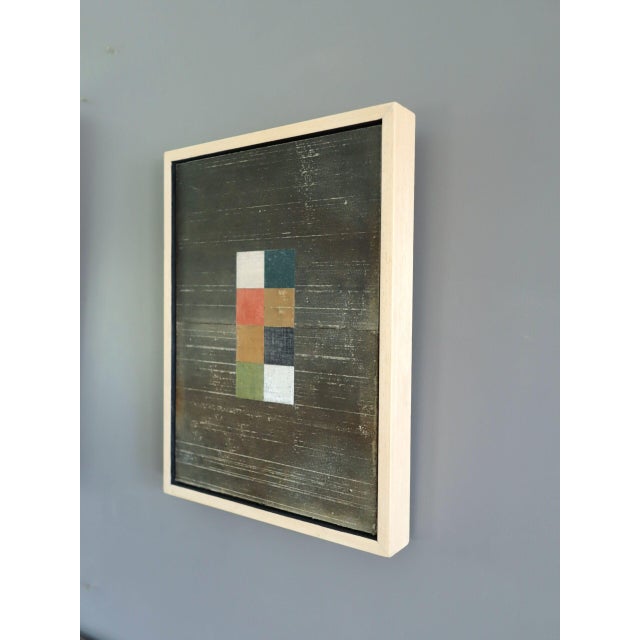 Contemporary 'Geometric Collage in Taupe' Original Mixed Media Painting by British Artist Dave Boyd, Framed For Sale - Image 6 of 10