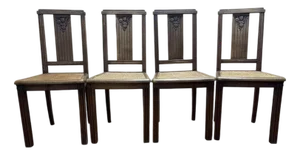 Art Deco Caned Chairs, Set of 4