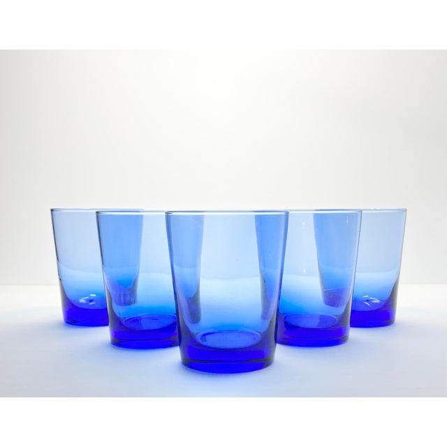 Libbey “Flare (Blue)” Set of 5 Tumbler Glasses 4 1/2” 14oz No chips, cracks, or fleabites. Height 4 1/2” Length (Opening)...