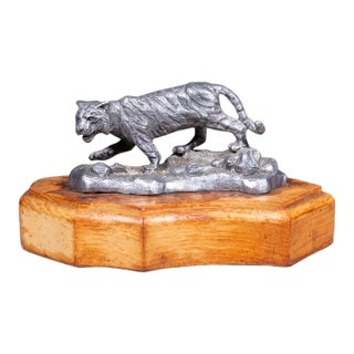 Stalking Tiger by Ricker & Ben Cordsen Limited Edition Pewter Statue c.1980 For Sale