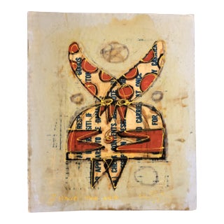 Original Contemporary Wayne Cunningham Abstract Painting/Collage “i Have the Orb” Signed For Sale