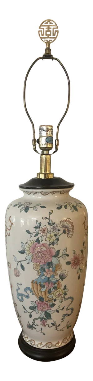 1970s Chinoiserie Ming Style Enameled Porcelain Lamp
