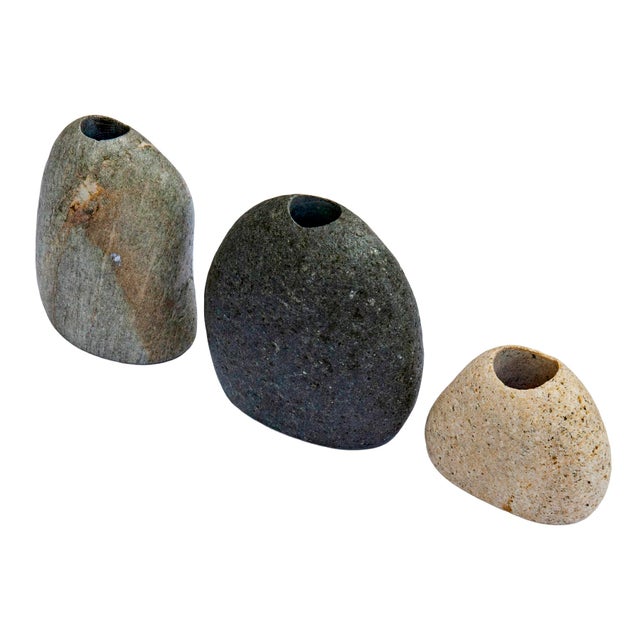 2010s Small Vintage Stone Bud Vases, Set of 3 For Sale - Image 5 of 10