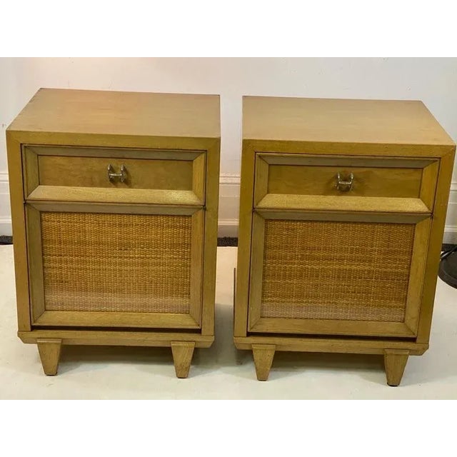 Mid-Century Modern Mid Century Woven Cane Accent Side Tables/Nightstands - A Pair For Sale - Image 3 of 10