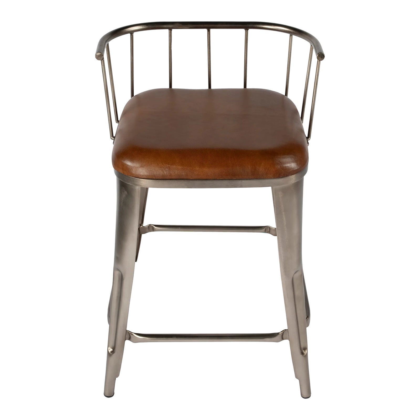 Coriander Iron & Leather 25" Counter Stool, MultiColor Chairish