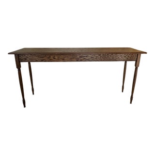 Regency Style Solid Oak Console Table, Walnut Finish For Sale