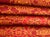 Vintage kimono silk by the roll. Red circular flowers in red and yellow - gold (not metallic) colors 14 inches wide x 1...