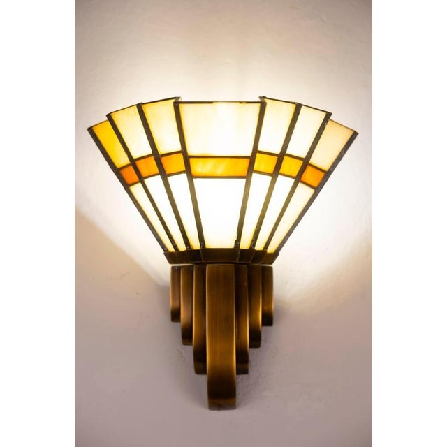 Glass Art Deco Bronze and Opaline Glass Sconces, 1939, Set of 4 For Sale - Image 7 of 11