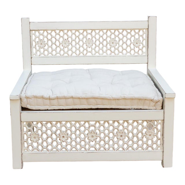 Carved Moroccan Floral Club Chair For Sale