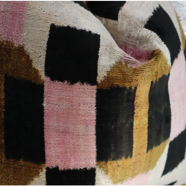 Handmade Pink & Brown Silk Velvet Throw Pillow & Down Insert For Sale - Image 11 of 12