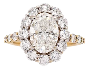 1.8cts Statement Lab Diamond Ring With Natural Diamond Halo, Oval 10x7mm