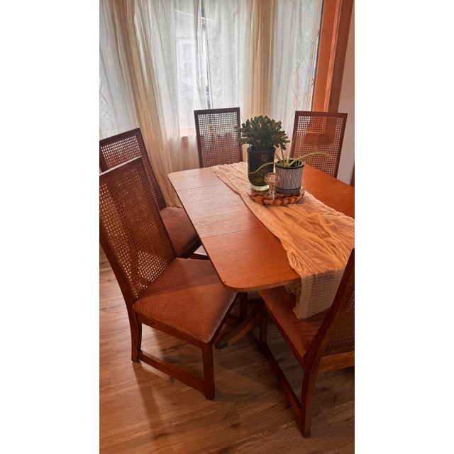 Bernhardt 1970's Bernhardt Mid-Century Modern Oak & Cane High Back Dining Chairs - Set of 6 For Sale - Image 4 of 12
