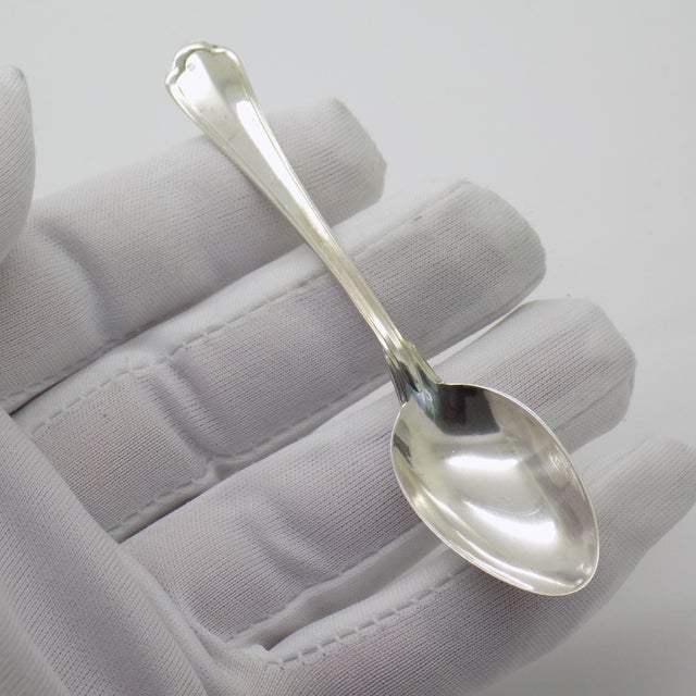 Metal Vintage Italian Handmade Genuine Silver Sugar Spoons, 1970s, Set of 4 For Sale - Image 7 of 12