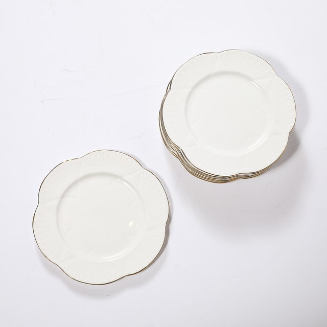 Set of 10 Art Deco Style Bone China Plates With 24Karat Gold Trim Signed Shelley For Sale In New York - Image 6 of 14