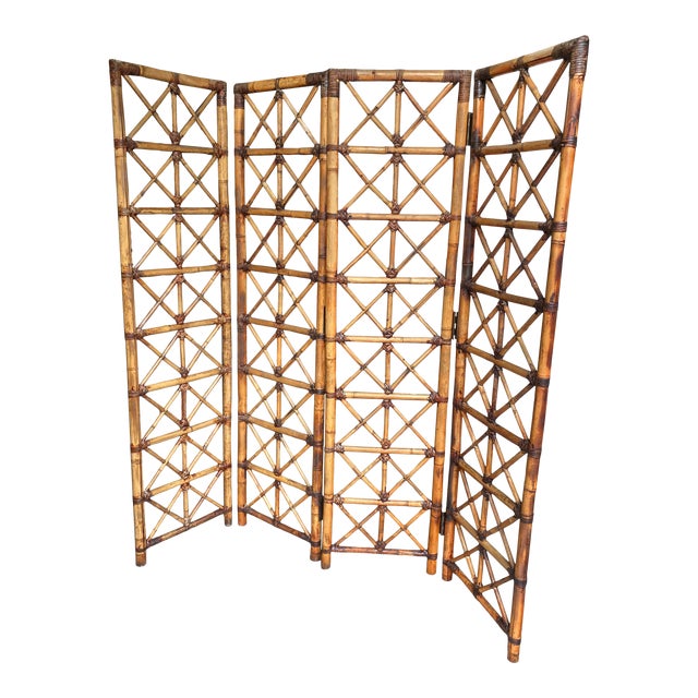 1970s Boho Chic Bamboo Bohemian Screen Divider Chairish