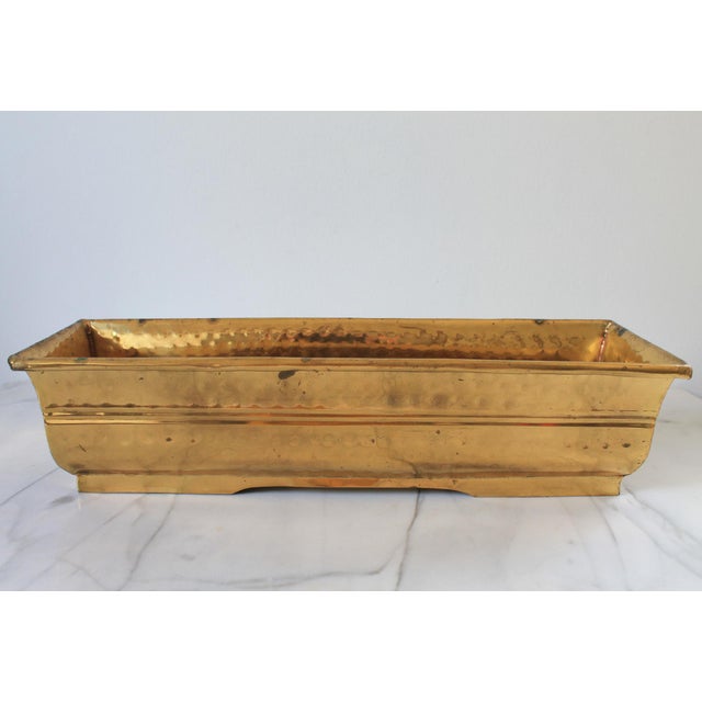 Late 20th Century Vintage Rectangular Hammered Brass Planter For Sale - Image 5 of 8