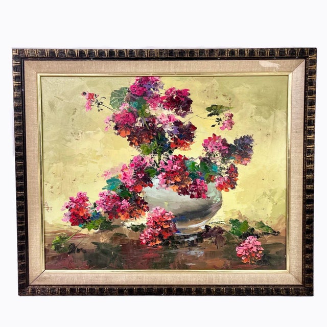 1950s Still Life Flower Bouquet Oil Painting For Sale - Image 6 of 6