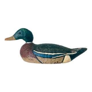 Folk Art Rustic Hand Painted Mallard Duck Decoy For Sale