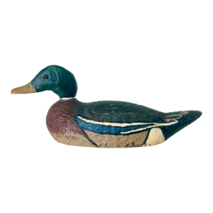 Folk Art Rustic Hand Painted Mallard Duck Decoy