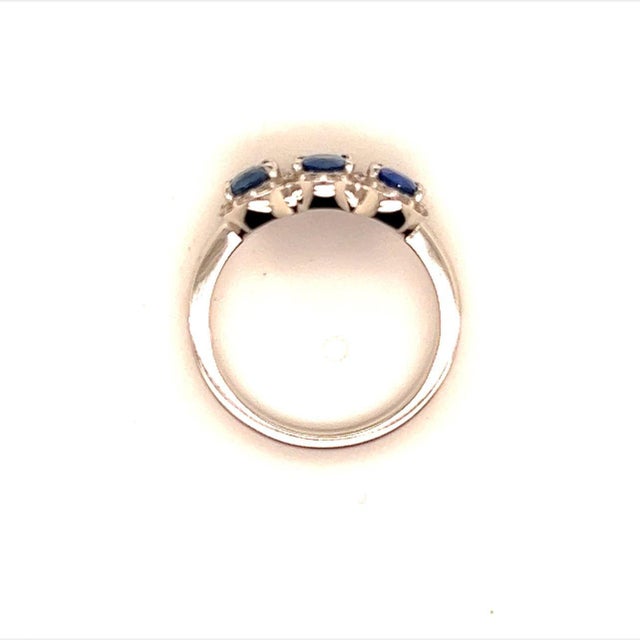 Traditional Natural Sapphire Diamond Ring 7 14k W Gold 1.67 TCW Certified For Sale - Image 3 of 12