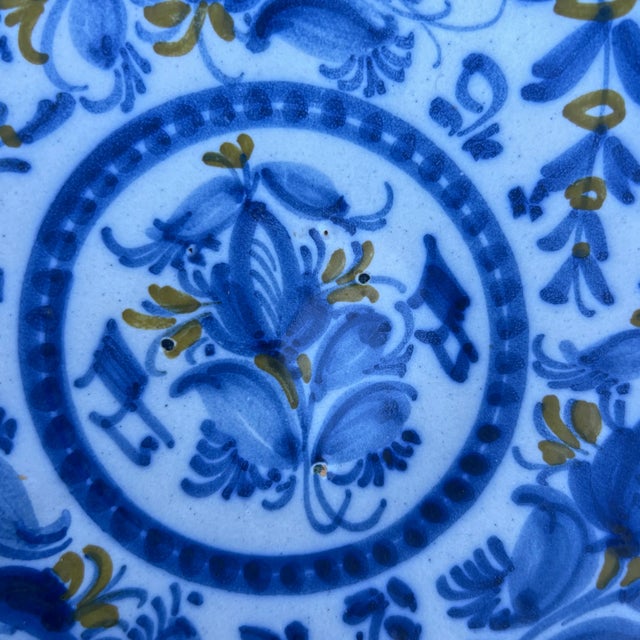 A Vintage Guertes Talavera Polychrome Decorated Plate, Spain, Circa 1970's Made in Sevilla, Andalucía, España Blue...