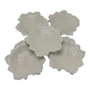 Vintage Leaf Pattern Plates, Handmade and Signed