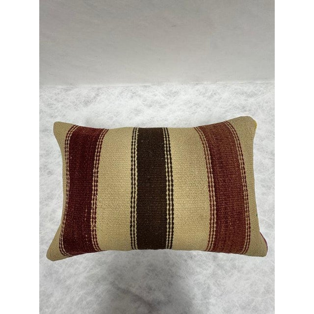 Turkish Hemp Pillow Cushion Natural Brown Black Beige Pillow Cushion Cover 16" x 24" For Sale - Image 4 of 4