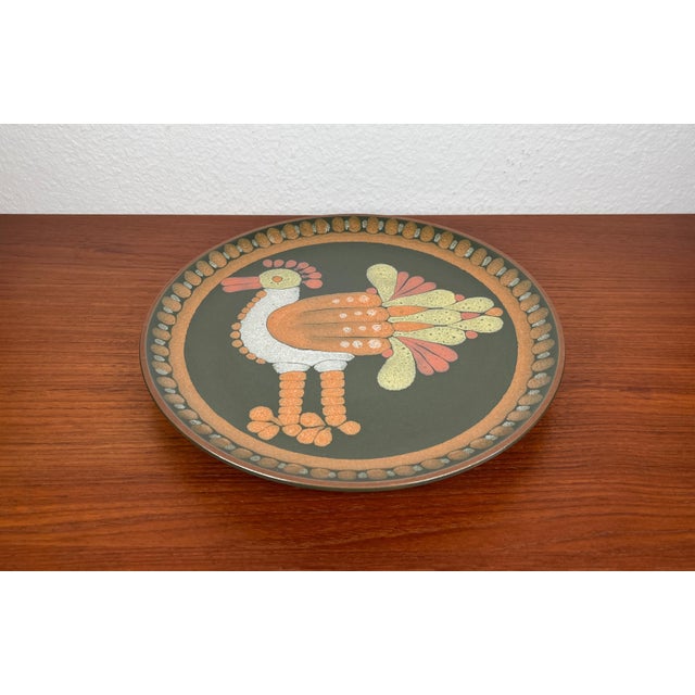Vintage German Ceramic Wall Plate with Bird Design from Keramik Manufaktur Kupfermühle, 1970s For Sale - Image 10 of 14
