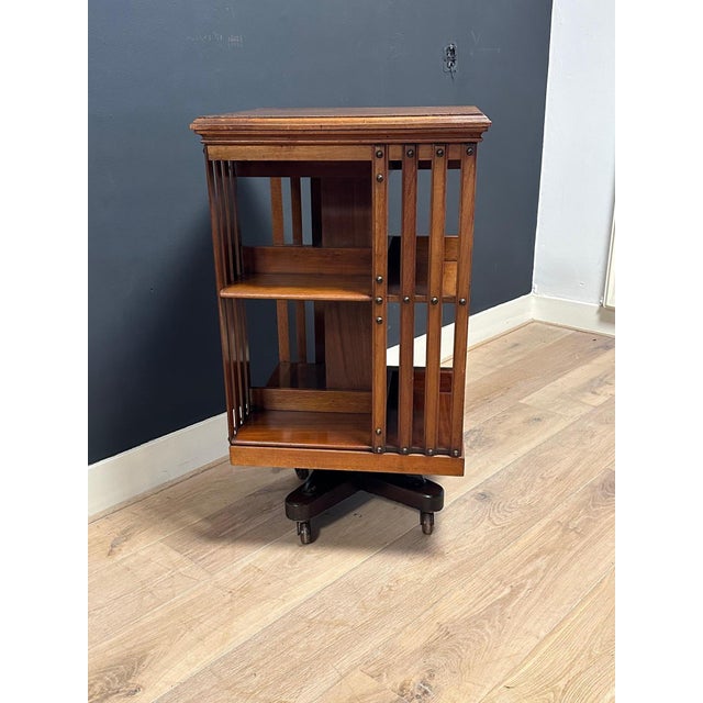 Brown Antique Revolving Bookcase, 1890s For Sale - Image 8 of 13