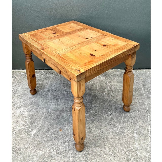 Vintage Knotty Pine Turned Wood Table For Sale - Image 10 of 12