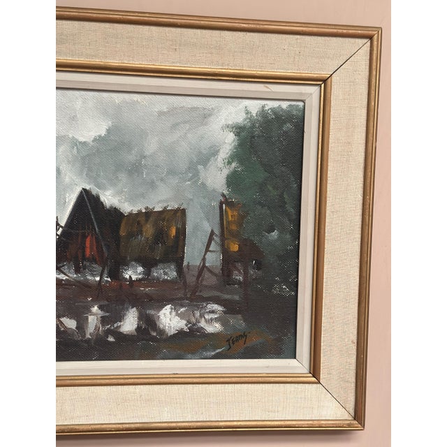 Jeams, Cabin by the Water, 1960s, Oil Painting on Panel, Framed For Sale - Image 9 of 18