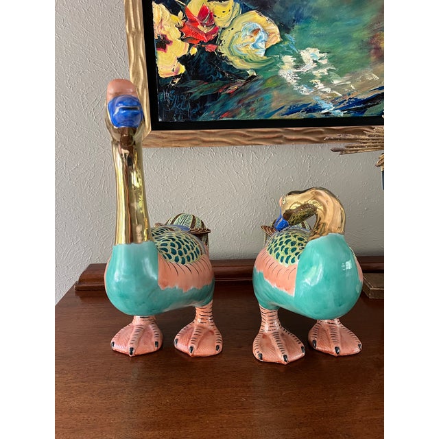 This is a beautiful pair of Japanese large standing porcelain geese. Rare to find this vintage period of Andrea geese...