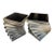 Pair of Mid-Century Modern Silver Leaf and Black Glass Stair Side Tables For Sale