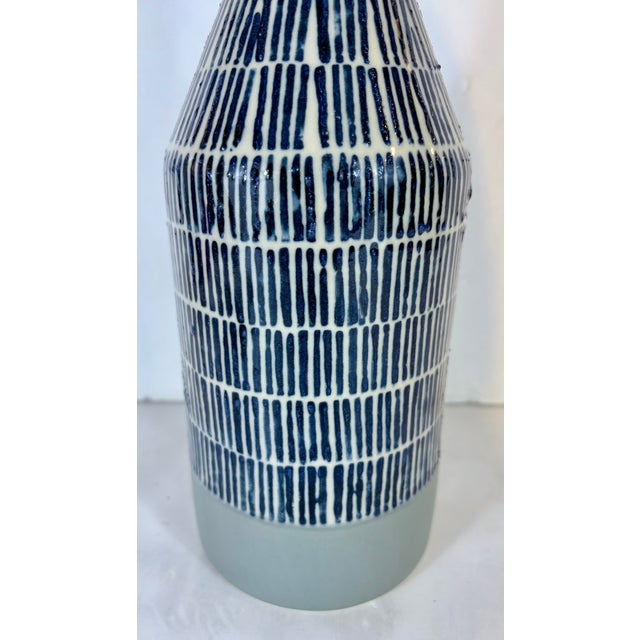 Mid-Century Modern Interlude Home Mid-Century Modern Style Gray, White, and Blue Pottery Vase For Sale - Image 3 of 3