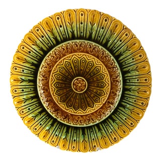 French Majolica Flower Plate For Sale