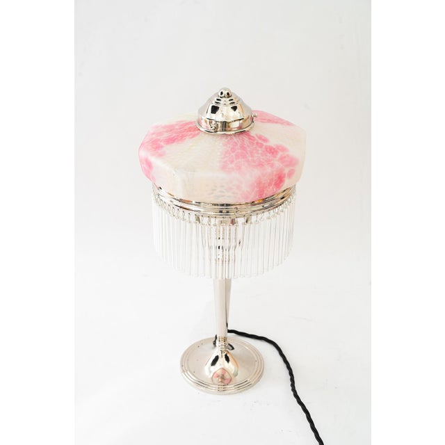 Art Deco Nickel-Plated Table Lamp with Glass Shade from Palme Koenig, 1920s For Sale - Image 3 of 18