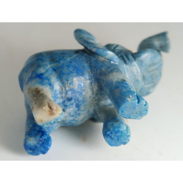 Hand-Carved Miniature Elephant of Naturally Occurring Blue and Brown Sodalite Stone For Sale - Image 9 of 12