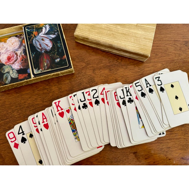 Vintage boxed set of National Gallery of Art playing cards with stunning florals in gold borders. Beautiful colors of...