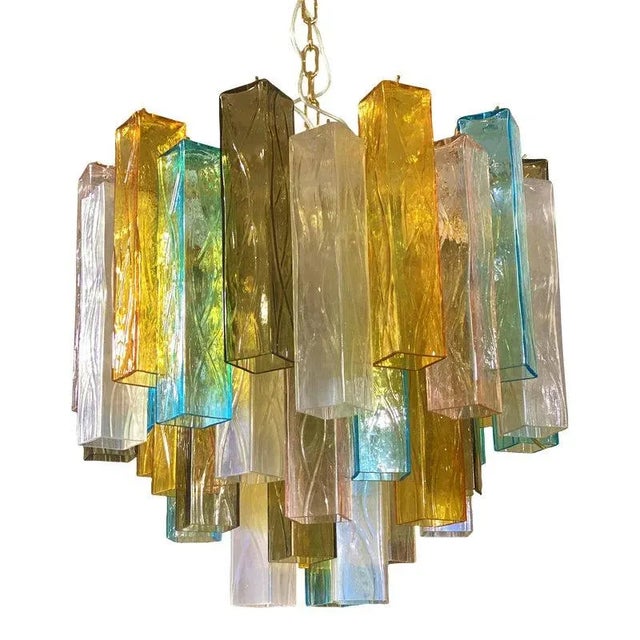 Multicolored Squared Murano Glass Chandelier by Simoeng For Sale - Image 9 of 9
