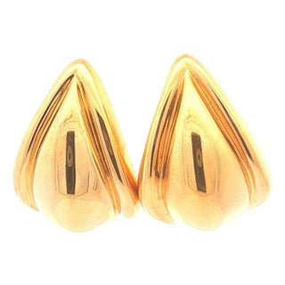 Late 20th Century Pair of 14k Gold Electro Formed Half Hoop Earrings For Sale