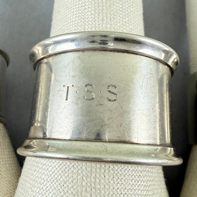 Estate Sterling Silver Napkin Rings, Mixed Set of Four For Sale In Philadelphia - Image 6 of 12