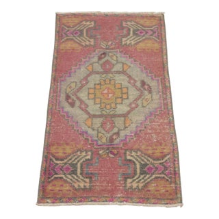 1970s Turkish Vintage Geometric Desing Red Oushak Rug For Sale