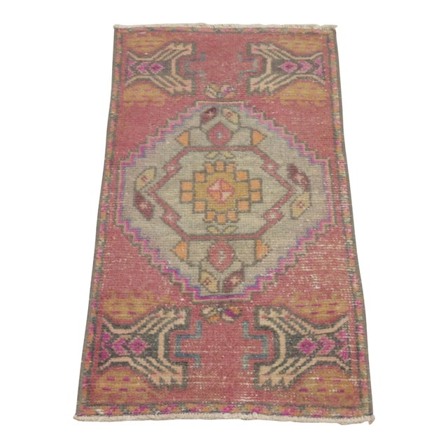 1970s Turkish Vintage Geometric Desing Red Oushak Rug For Sale