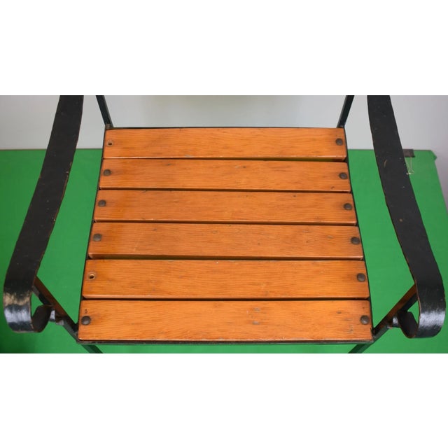 late 20th century Fox Hunting Armchair Painted Iron W/ Brass Back Provenance: The Susie Hilfiger Collection For Sale - Image 4 of 7