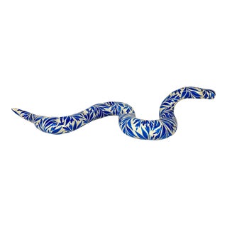 Paige Barnes Dorsey Blue and White Garden Snake Candelabra For Sale