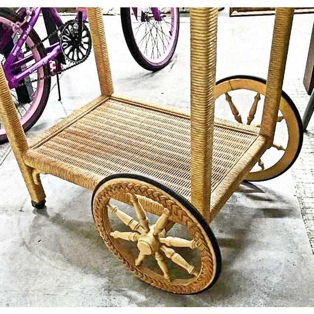 1970s Wicker Bar Tea Cart For Sale - Image 10 of 10