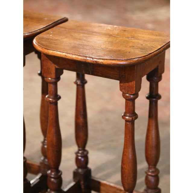 Pair of 18th Century French Louis XIII Oak Four-Leg Side Tables For Sale - Image 4 of 10