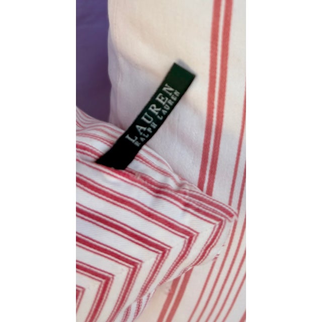 Lauren Ralph Lauren Red Stripe Pillow Covers With Inserts- Set of Two For Sale - Image 9 of 9