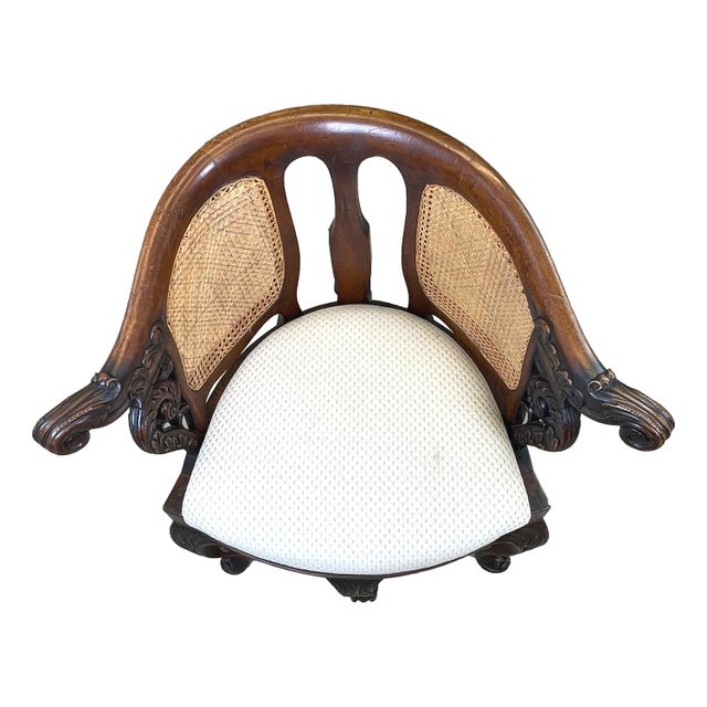 Wood Antique Mahogany Bürgermeister Desk Chair, 1860 For Sale - Image 7 of 12